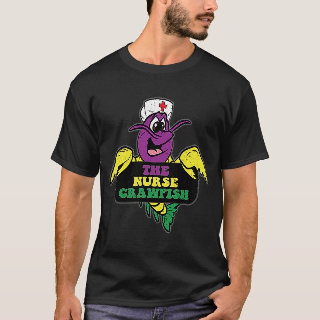 Nurse Kräftor Mardi Gras Carnival Parad RN L T Shirt (Framsida)