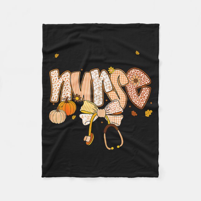 Nurse Labor And Delivery Coquette Fall Pumpkin Tha Fleecefilt (Framsidan)