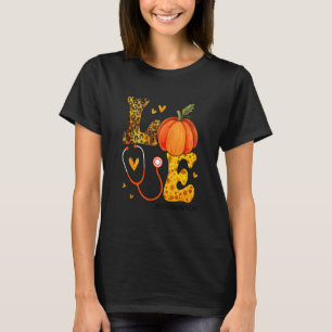 Nurse Leopard Pumpkin Thanksgiving Kärlek Oncology T Shirt