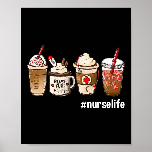 Nurse Life Funny Coffee Nurses Fuel Registrerad Nu Poster (Framsidan)