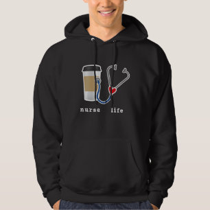 Nurse Life Gift Coffee Älskare Stethoscope Graphic Hoodie
