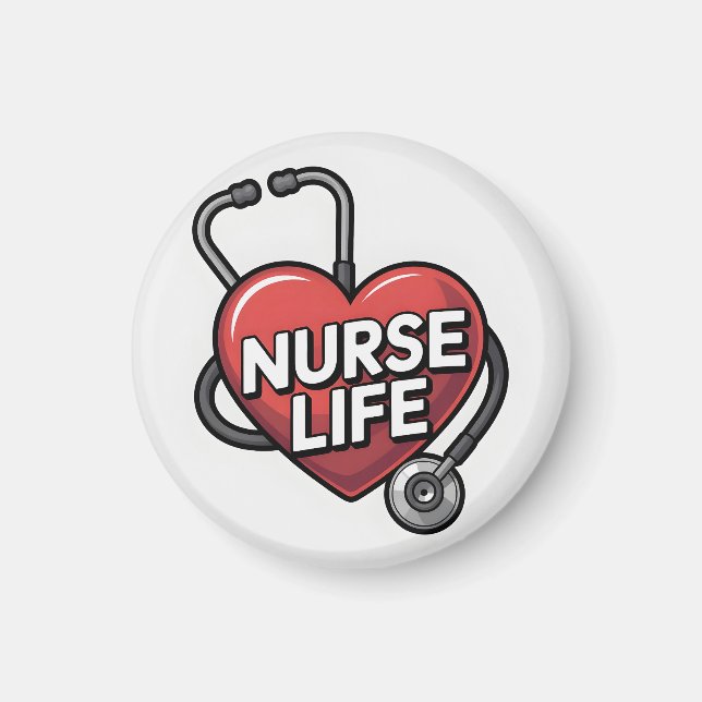 "Nurse Life"-grafik med hjärta Magnet (Framsidan)