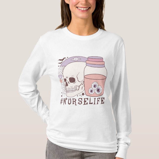 Nurse Life Halloween Långärmad T Shirt (Framsida)