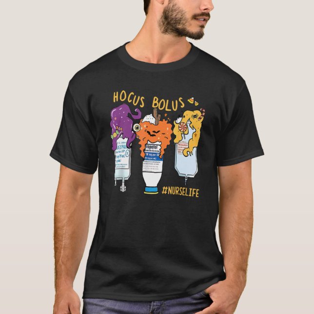 Nurse Life Hocus Bolus Happy halloween Costume Nur T Shirt (Framsida)