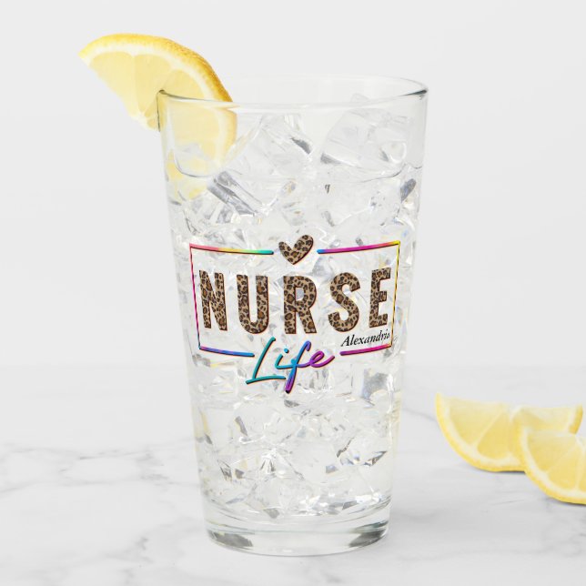 "Nurse Life" i Elegant Rainbow Färg Glaskopp (Framsida Ice)