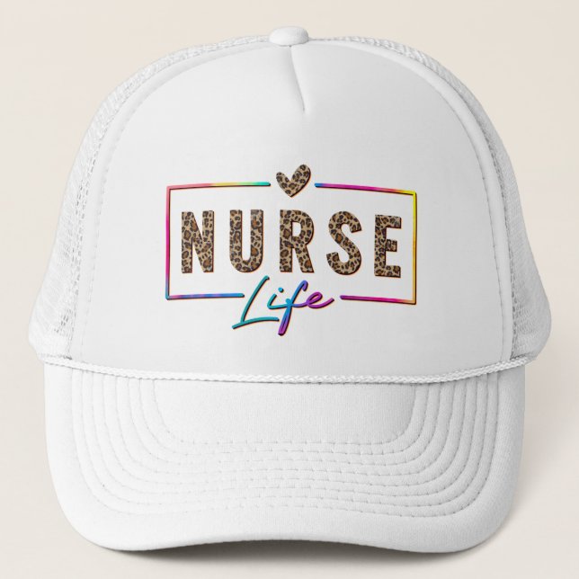 "Nurse Life" i Elegant Rainbow Färg Keps (Framsida)