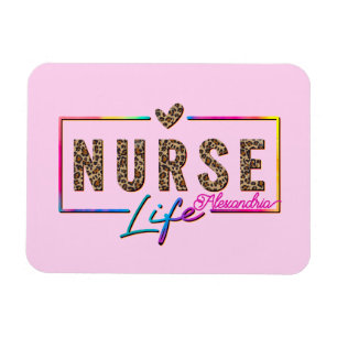 "Nurse Life" i Elegant Rainbow Färg Magnet