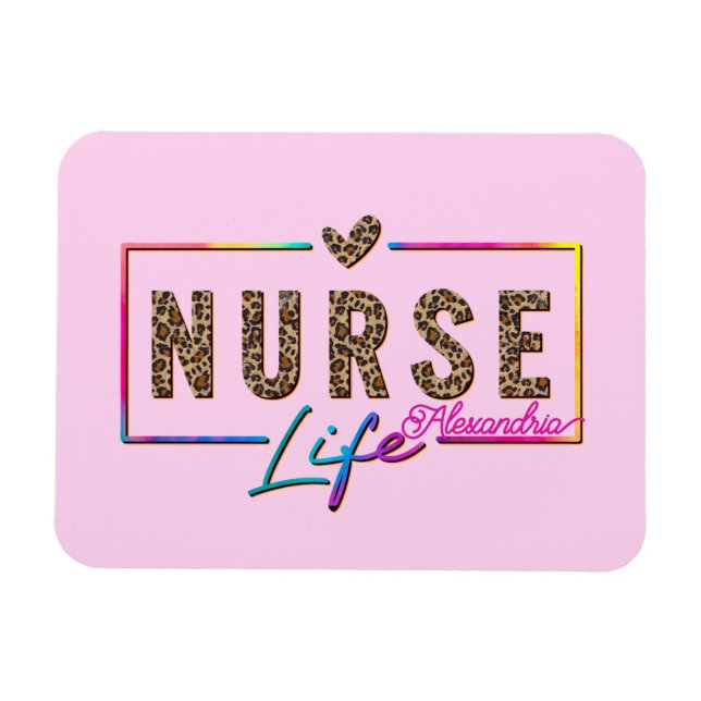 "Nurse Life" i Elegant Rainbow Färg Magnet (Horisontell)