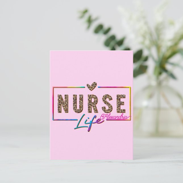 "Nurse Life" i Elegant Rainbow Färg Vykort (Stående Fram)
