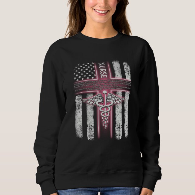 Nurse Life merch American Flag Nurse Give Me Stren T Shirt (Framsida)