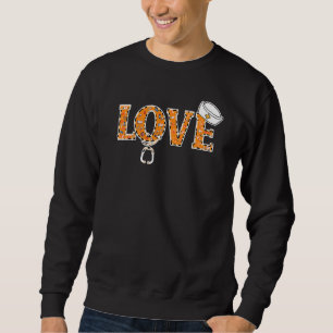 Nurse Life Rn Lpn Cna Healthcare Cheetah Heart Le Lång Ärmad Tröja