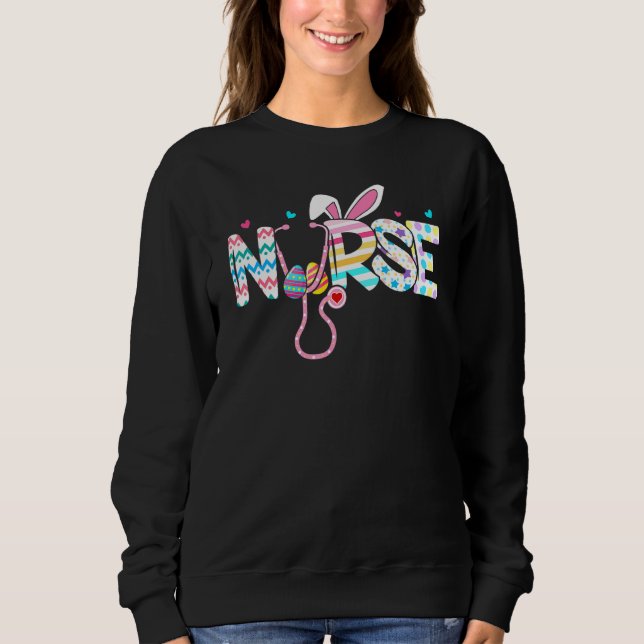 Nurse Life Stethoscope SCrub Påsk Day Cute Bunny T Shirt (Framsida)