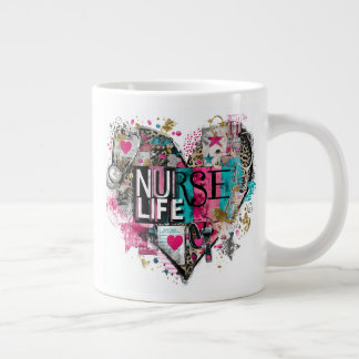 Nurse Life Valentine–Heart-Shaped Medical Jumbo Mugg