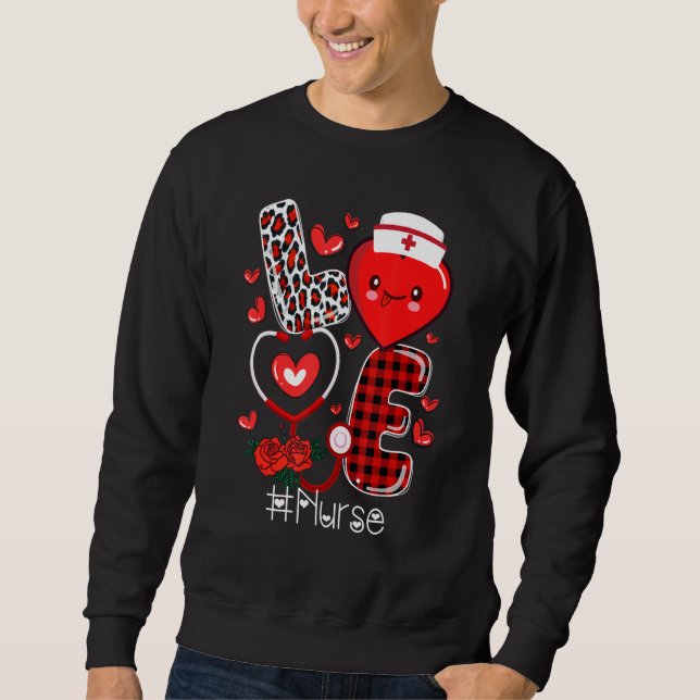 Nurse Life Valentines Day Stethoscope ER ICU NICU  Lång Ärmad Tröja (Framsida)