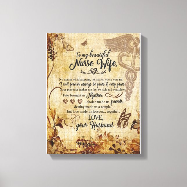 Nurse Makfe Gifts | Brev till min vackra fru Canvastryck (Framsida)