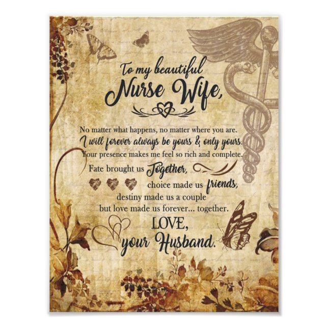 Nurse Makfe Gifts | Brev till min vackra fru Fototryck (Framsidan)