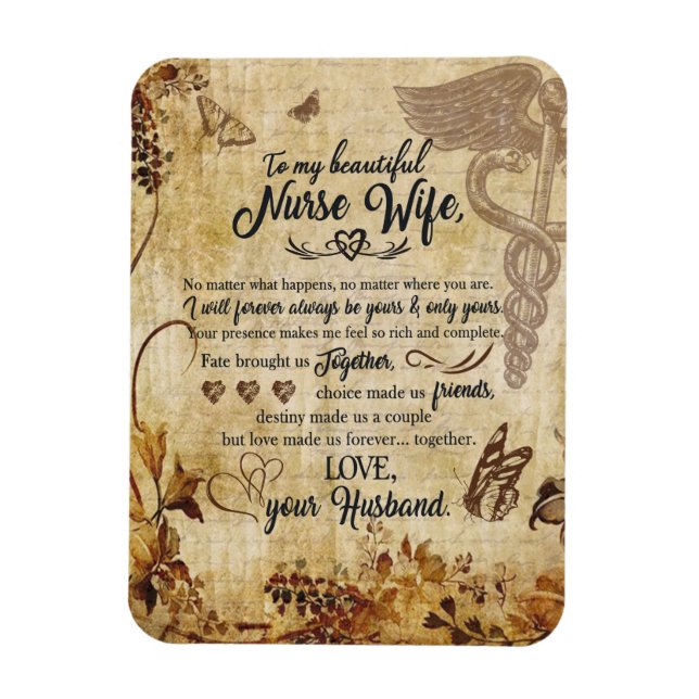 Nurse Makfe Gifts | Brev till min vackra fru Magnet (Vertikal)