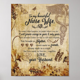 Nurse Makfe Gifts Brev till min vackra fru Poster