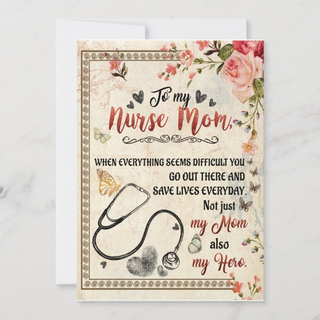 Nurse Mamma-gåvor| Brev till min Nurse Mamma Inbjudningar (Framsida)