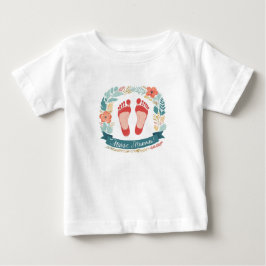Nurse Mamma with Baby Footprints and Floral Frame T Shirt