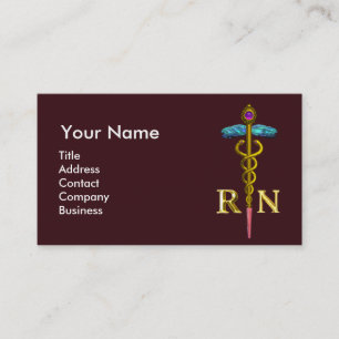 NURSE MED RÄDDING HUND / Guld Caduceus NR Emblem Visitkort