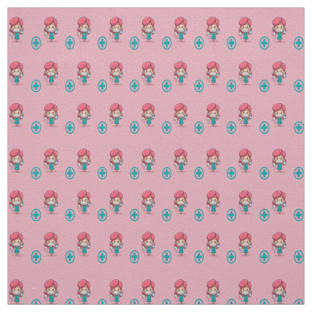 Nurse mönster på rosa tyg (Provkarta)