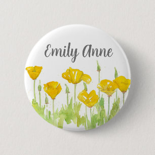 Nurse Namn bricka California Poppy Wildblommor Knapp