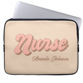 Nurse Namn Retro Rosa Brown Tan Personlig 13 tum Laptop Fodral