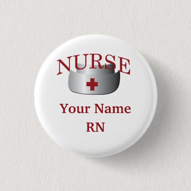 Nurse Namn RN Round Button Knapp (Framsida)
