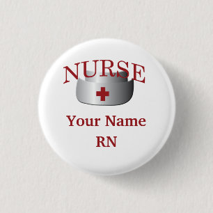 Nurse Namn RN Round Button Knapp