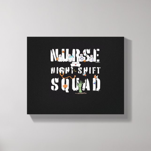 Nurse Night Shift Halloween Squad Classic T-Shirt Canvastryck (Framsida)