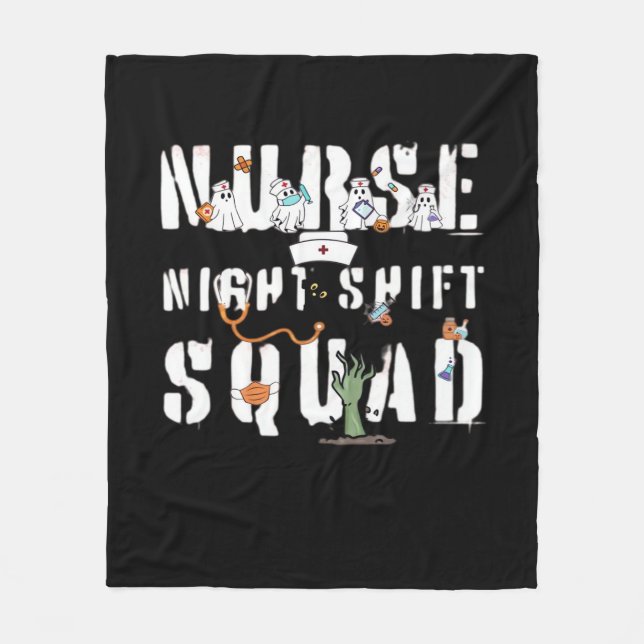 Nurse Night Shift Halloween Squad Classic T-Shirt Fleecefilt (Framsidan)