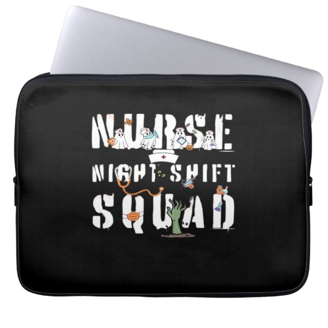 Nurse Night Shift Halloween Squad Classic T-Shirt Laptop Fodral (Framsidan)