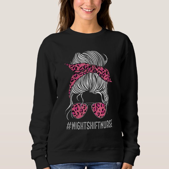 Nurse Night Shift Pink Leopard Nursing Appreciatio T Shirt (Framsida)