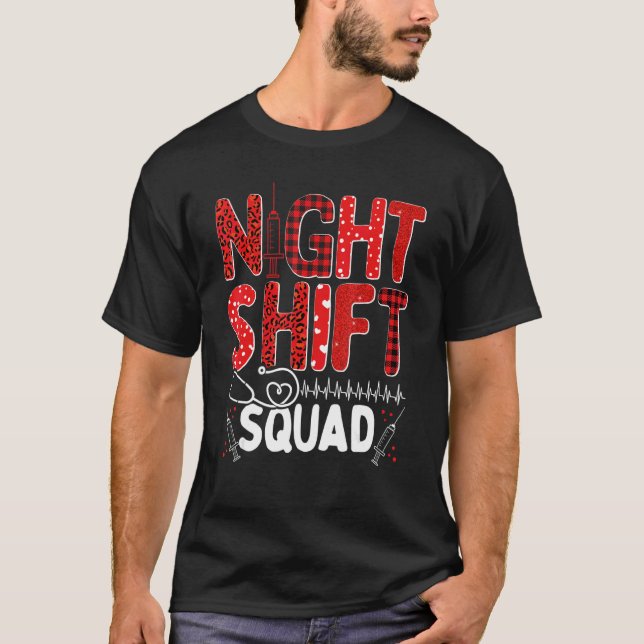 Nurse Night Shift Squad Nursing Appreciation RN CN T Shirt (Framsida)