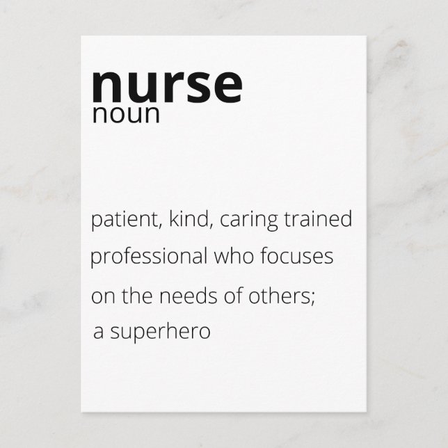 Nurse Noun Proud Hero Job Nursing Quote Vykort (Framsida)