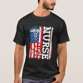 Nurse Nursing American Flag Patriotic 4Th Of July T Shirt
