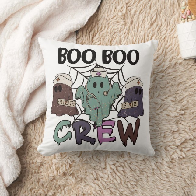 Nurse Nursing Halloween Boo Crew Ghost Kudde (Filt)