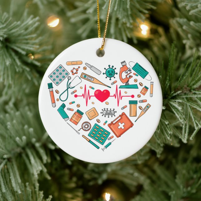 Nurse Nursing Heart Verktyg Julgransprydnad Keramik (Träd)