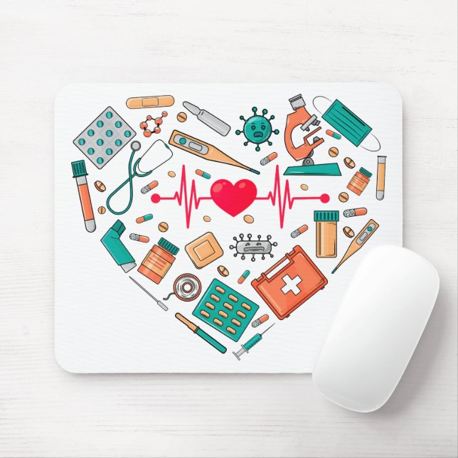 Nurse Nursing Heart Verktyg Musmatta (Med mus)