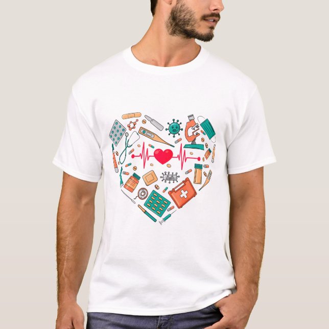 Nurse Nursing Heart Verktyg T Shirt (Framsida)