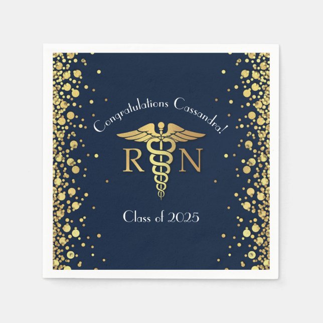 Nurse Nursing School Studenten marinblå Guld Pappersservett (Framsidan)