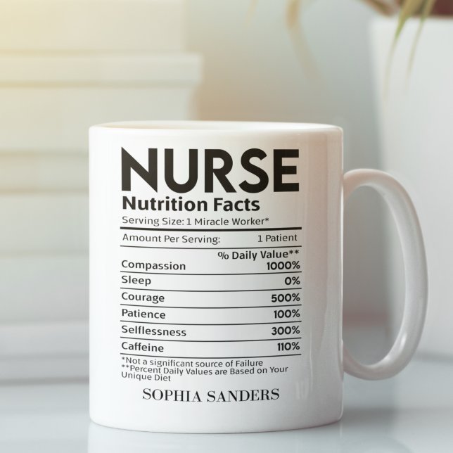 Nurse Nutrition Facts, funny Nurse Kaffemugg (Skapare uppladdad)