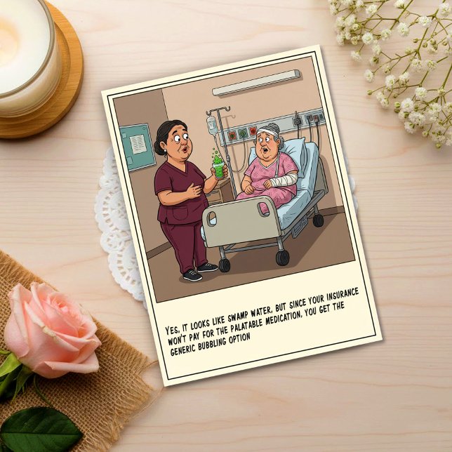 Nurse Offers Patient Green Potion Get Well Vykort (Skapare uppladdad)