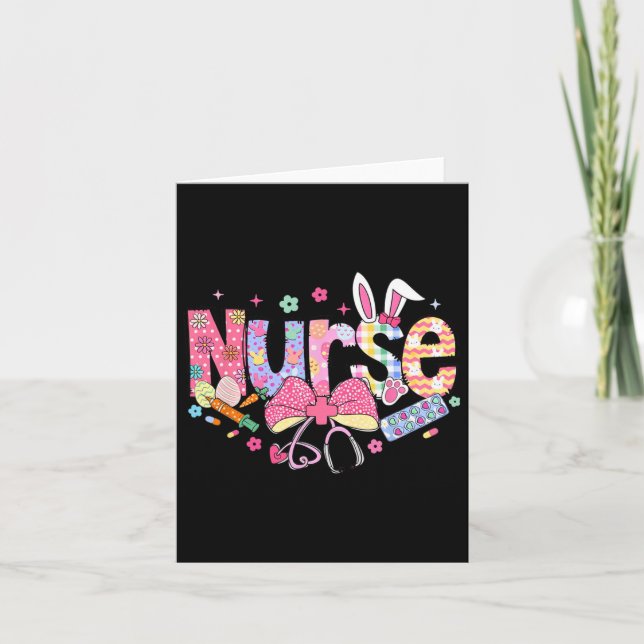 Nurse Påsk Day Cute Coquette Stethoscope Kort (Framsida)