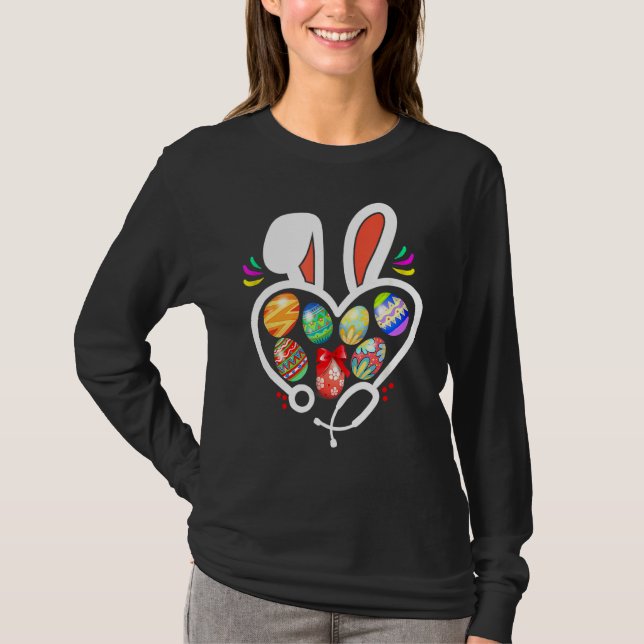 Nurse Påsk Rabbit Öron Cute Bunny Nursing T Shirt (Framsida)