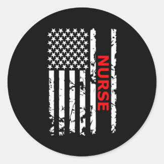 Nurse Patriotic USA flagga Nurse Black Small Runt Klistermärke