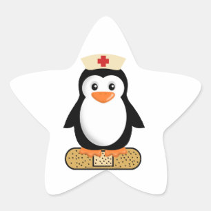 Nurse Penguin (w/Bandaid) Stjärnformat Klistermärke