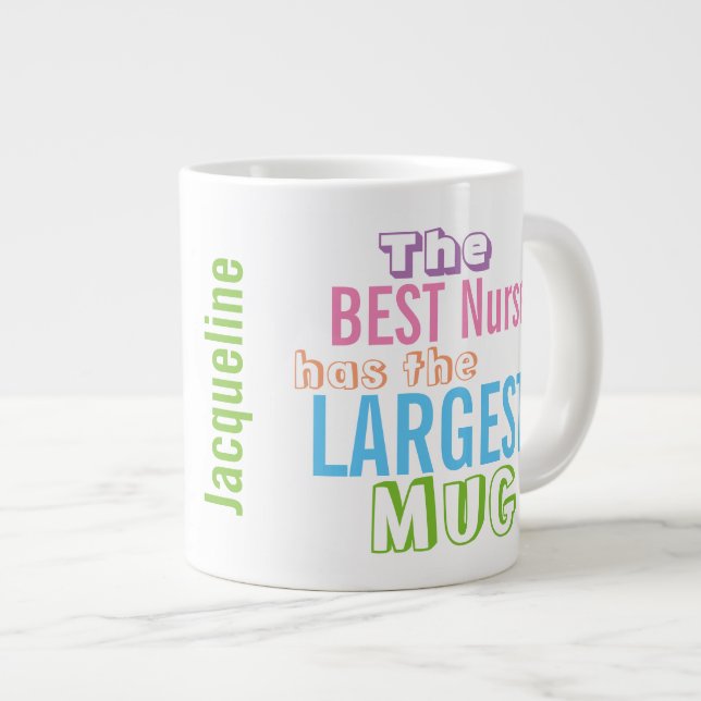 Nurse Personalize Funny Best NURSE Big Mugg-sjuksk Jumbo Mugg (Framsida höger)