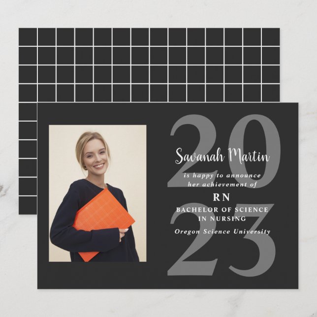 Nurse Photo 2023 Studenten Black Meddelande (Fram/baksida)